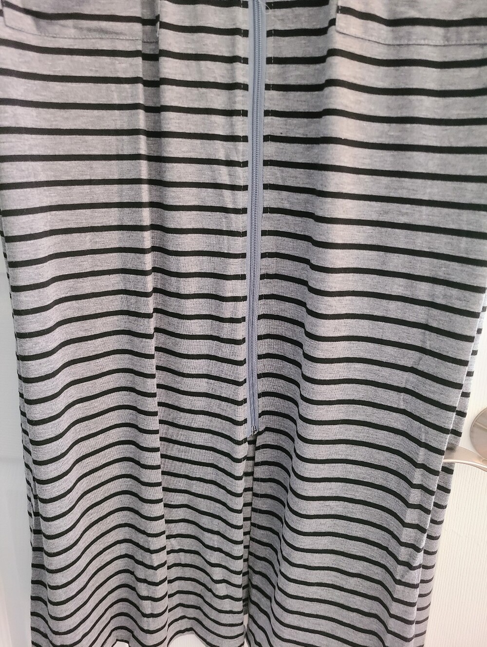 Striped Zipper Long Robe - Picture 7 of 7